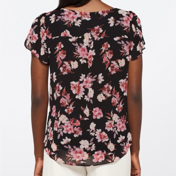 Stitch Fix Fortune + Ivy Naya Scoop Neck Blouse Black Pink Floral Print Size XS - Picture 3 of 8